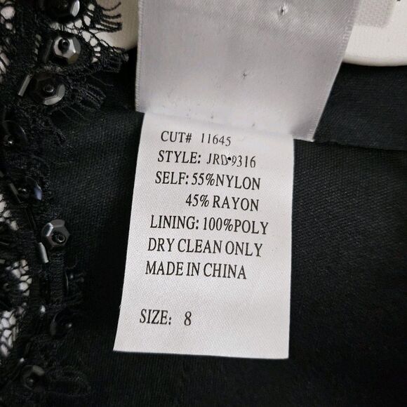 Tadashi Shoji Collection Jacket Wrap 8 Black Lace Overlay Floral Sequin Beaded - Picture 3 of 9